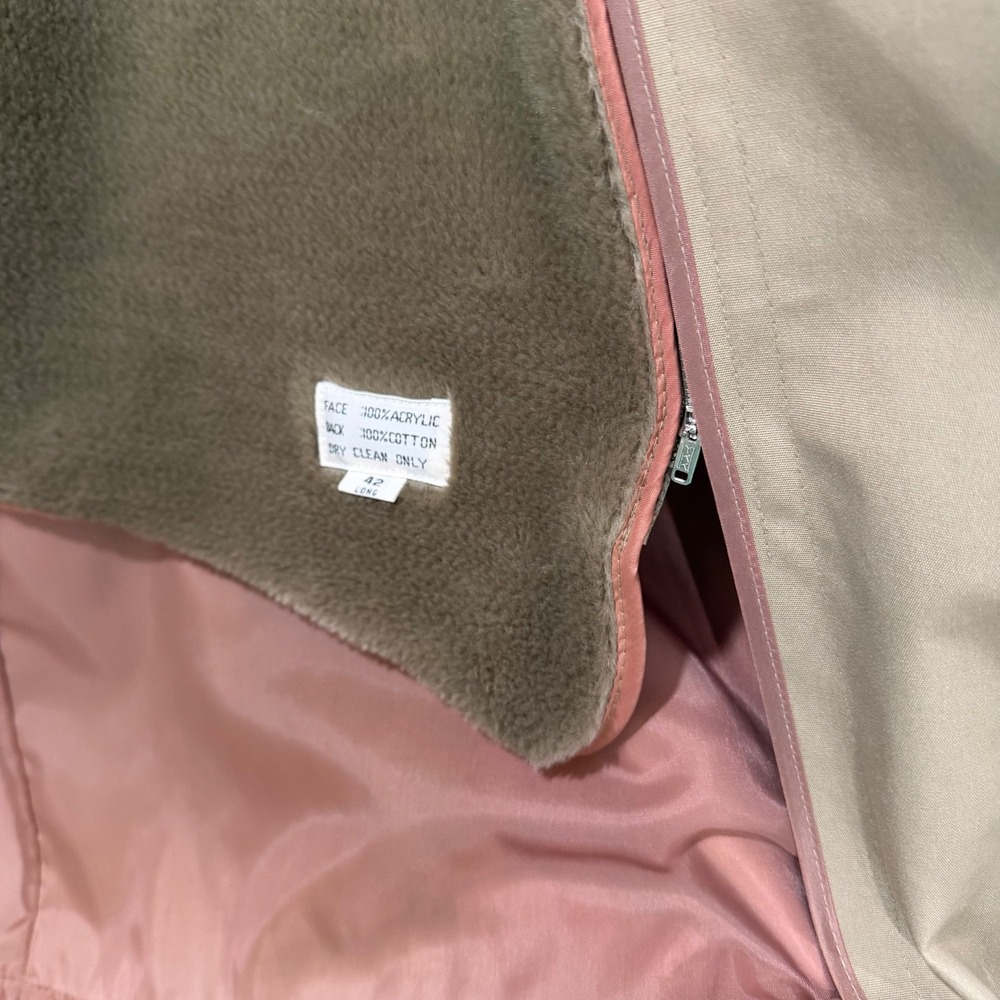 Vintage Oleg Cassini Trench Coat Men 42 L Tan Belted Lined Classic Rain Coat - Picture 12 of 13
